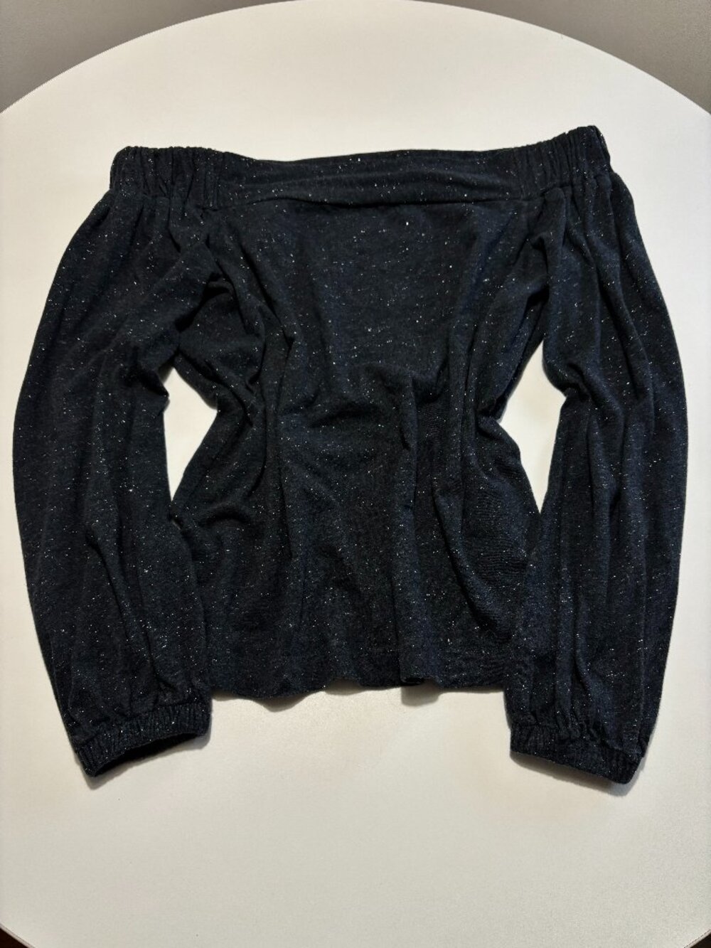 Loft Black & Silver Midnight Shimmer Off The Shoulder Cotton Shirt